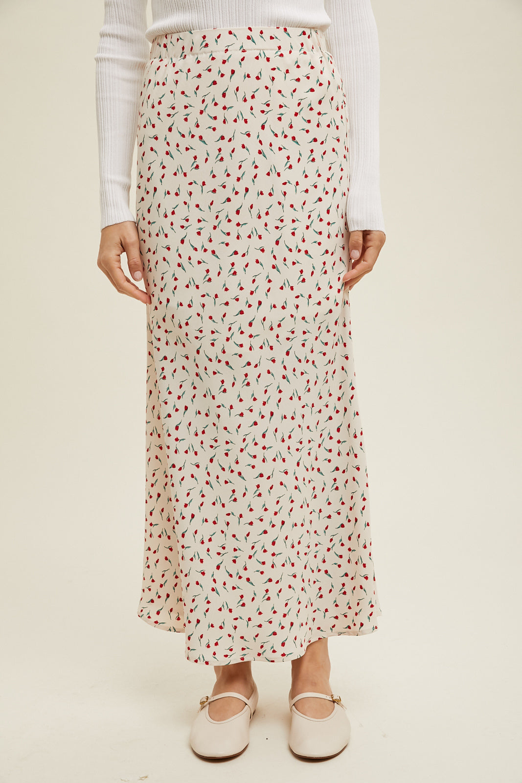 Jules Rose Printed Midi Skirt