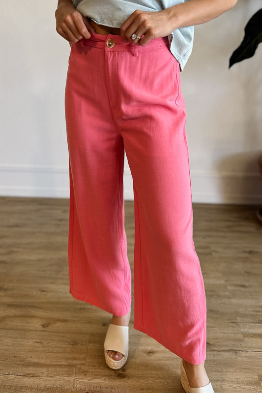 London Time Linen Pants / Hibiscus Pink