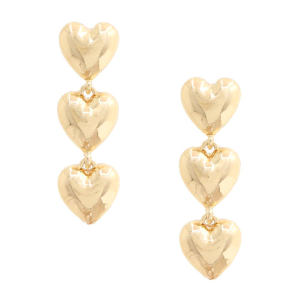 Puffy Triple Heart Earrings