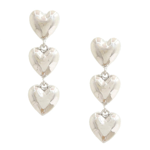 Puffy Triple Heart Earrings