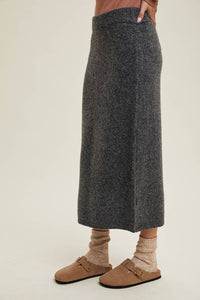 Darcy Knit Midi Skirt / Charcoal