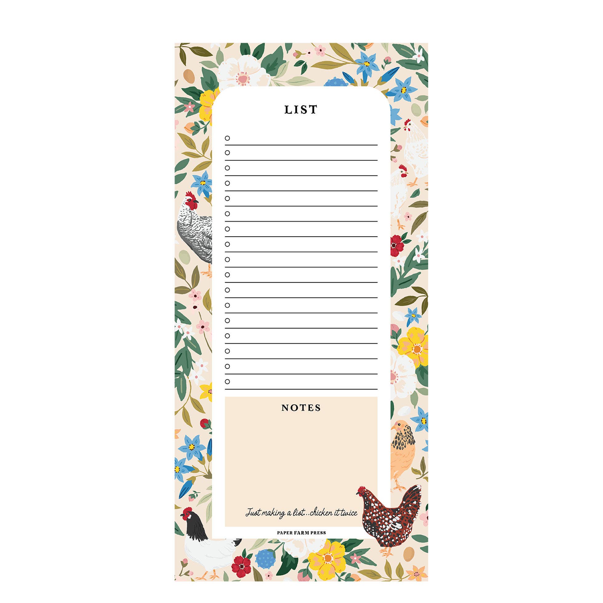 Chickens and Flowers Market List Notepad