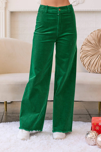 Put A Bow On It Green Corduroy Pants