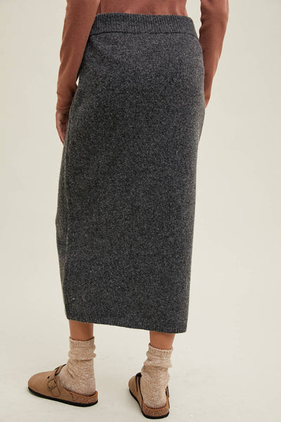 Darcy Knit Midi Skirt / Charcoal