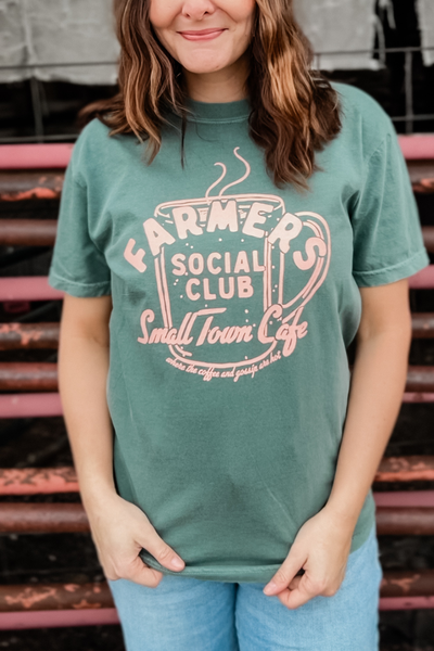 Farmers Social Club Graphic Tee / Blue Spruce Green