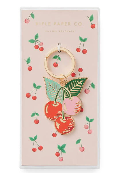 Cherries Enamel Keychain