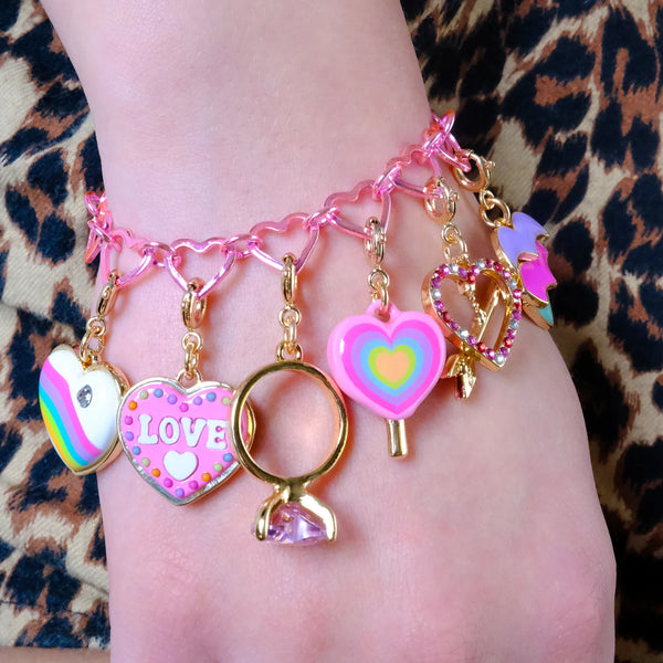 Charm It! Pink Heart Chain Bracelet