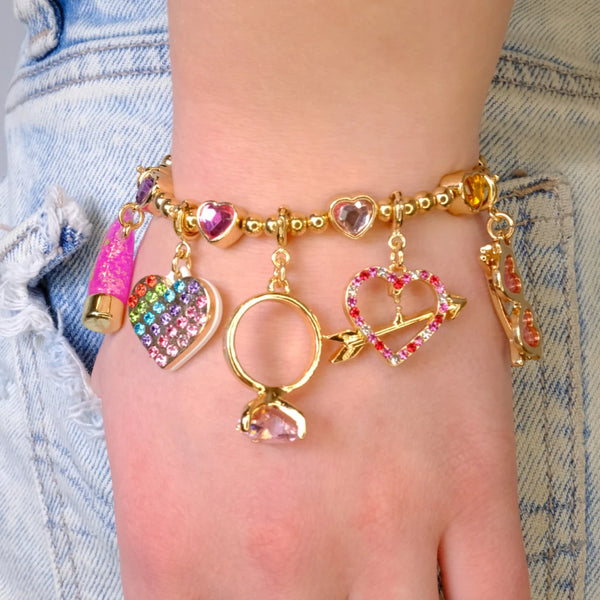 Charm It! Gold Sparkle Heart Stretch Bracelet