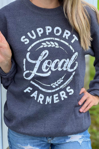 Support Local Farmers Crew Sweatshirt / Charcoal