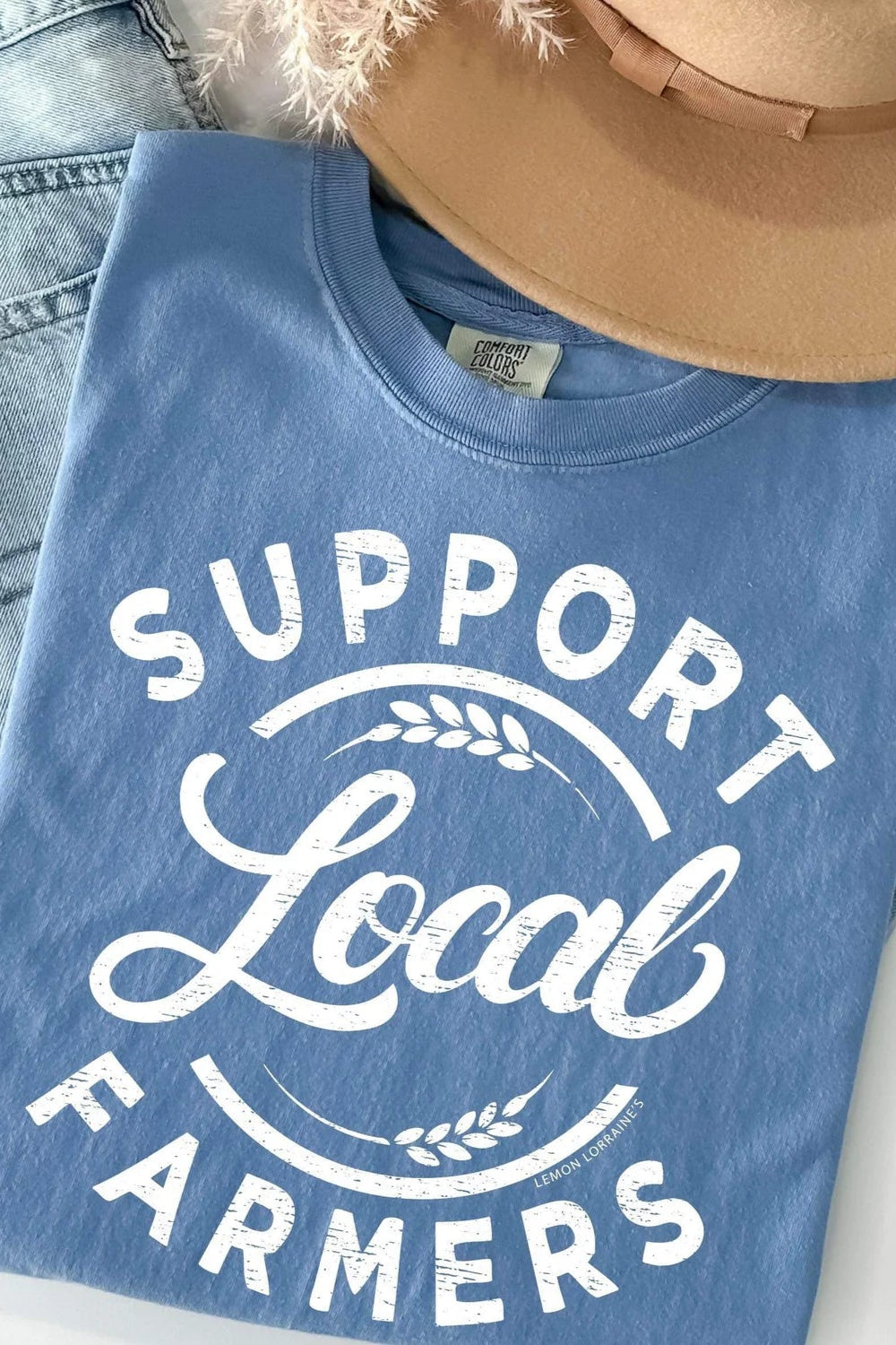 Support Local Farmers Tee / Denim Blue