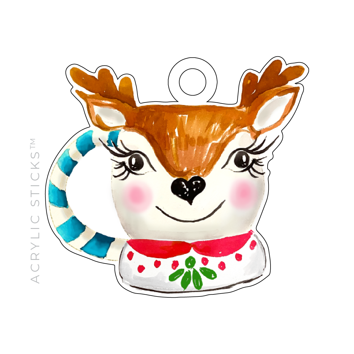 Merry Reindeer Mug Acrylic Gift Tag