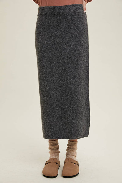 Darcy Knit Midi Skirt / Charcoal