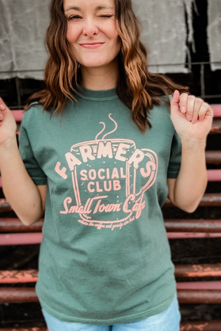 Farmers Social Club Graphic Tee / Blue Spruce Green