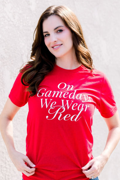 On Gamedays We Wear Red Graphic Tee *final sale*