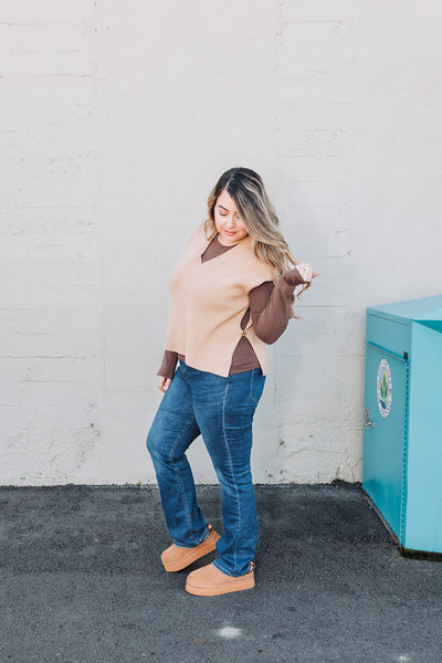 On The Button Knit Top / Mocha