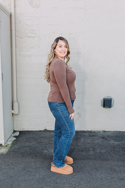 Espresso Long Sleeve Knit Top