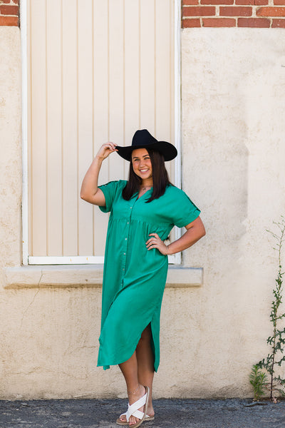 Emerald Buttondown Dress *final sale*