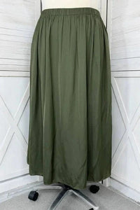 Take A Stroll Midi Skirt / Olive