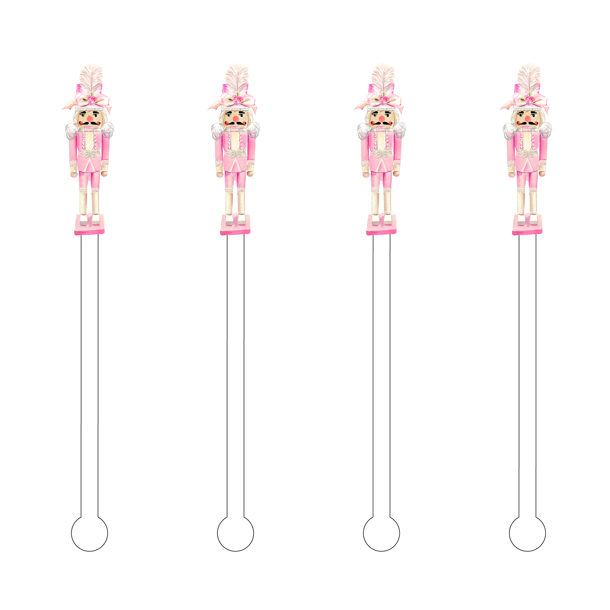 Haute Pink Nutcracker Acrylic Stir Stick Set