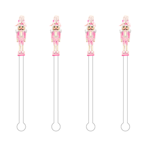 Haute Pink Nutcracker Acrylic Stir Stick Set