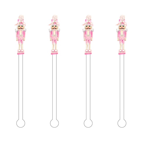 Haute Pink Nutcracker Acrylic Stir Stick Set